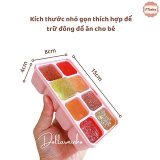 Khay trữ đông Silicone Misan 8 ngăn, trữ đồ ăn dặm cho bé, có nắp đậy chắc chắn, an toàn, sạch sẽ tiện lợi