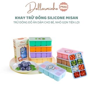 Khay trữ đông Silicone Misan 8 ngăn, trữ đồ ăn dặm cho bé, có nắp đậy chắc chắn, an toàn, sạch sẽ tiện lợi