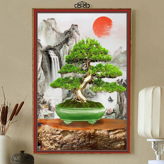 Tranh Treo Tường Cây Bonsai - Tranh Treo Phòng Khách Laminate Tráng Gương