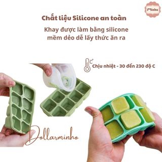 Khay trữ đông Silicone Misan 8 ngăn, trữ đồ ăn dặm cho bé, có nắp đậy chắc chắn, an toàn, sạch sẽ tiện lợi