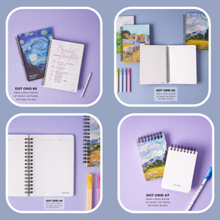 Sổ Lò Xo Van Gogh 100gsm 160 Trang, Sổ Tay A5/ B5 Giấy Kẻ Chấm Dot Grid Không Lem Mực Dùng Ghi Chép,Take Note 16-003