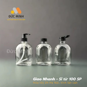 Lọ chiết, chai dầu gội 500ml nhựa trong nắp dầu gội các loại