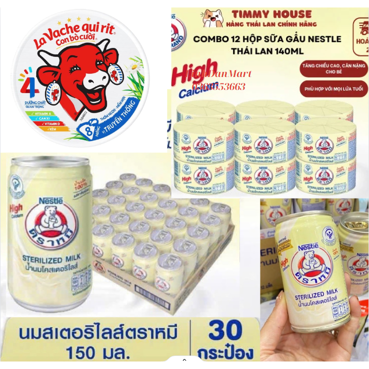 Sữa Gấu Nestle Thái Lan 140ml (Lốc 12hộp vàng/Sữa gấu Thái Nestle 150ml ...