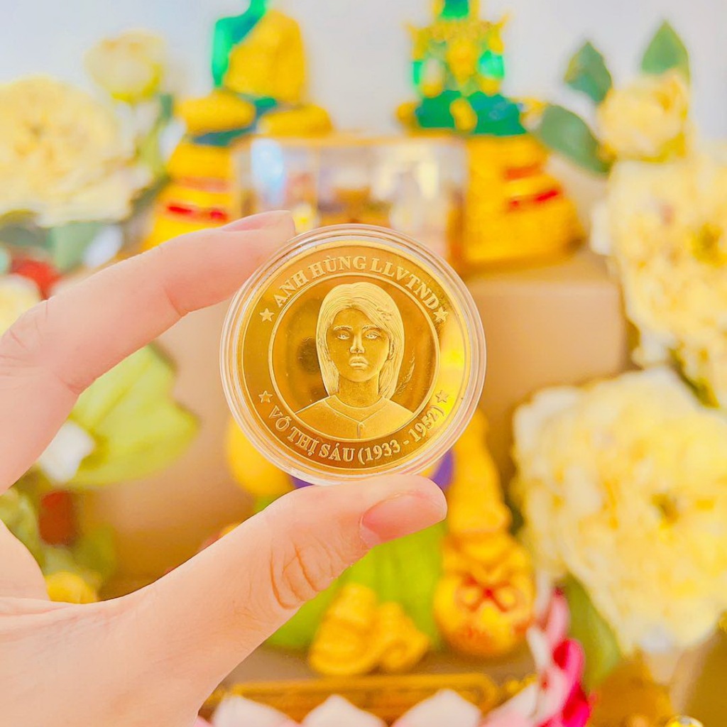 Đồng Xu Cô Sáu Mạ Vàng - Làm Ăn Mua Bán Thuận Lợi Phong Thủy