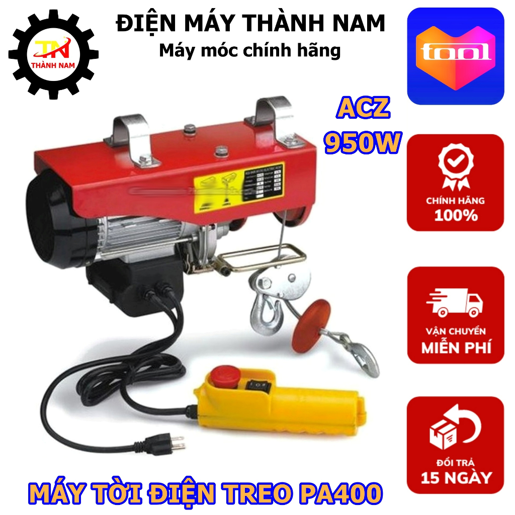 Máy Tời Điện Tải Trọng 400kg Với 2 Móc Ròng Rọc - ACZ PA400 - Công Suất ...