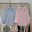Áo sơ mi form rộng Oversize chất đũi mát lịm - Thêu nơ