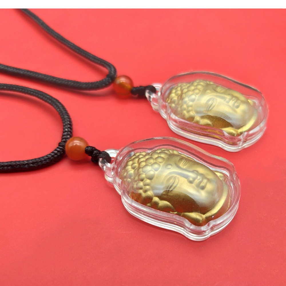 Dây dù đeo cổ đeo mặt dây Phật mạ vàng 3D phong thủy bình an