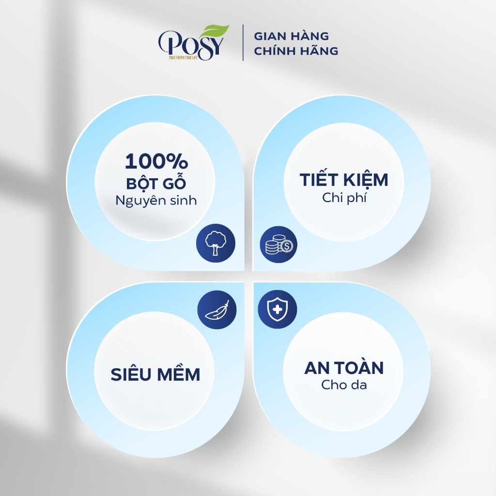 POSY - COMBO ĐA NĂNG THÙNG 5 BỊCH GIẤY RÚT POSY ĐA NĂNG 1280 TỜ 4 LỚP SIÊU TIẾT KIỆM TẶNG KÈM MÓC