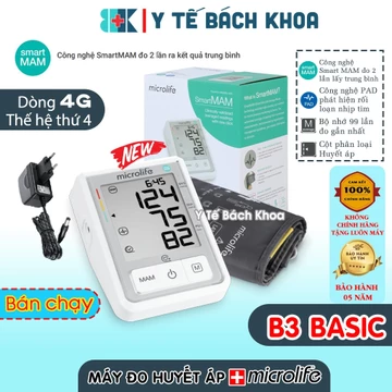 [CHÍNH HÃNG] MÁY ĐO HUYẾT ÁP MICROLIFE B3 BASIC - MẪU MỚI - BẢO HÀNH 05 NĂM 01 ĐỔI 01