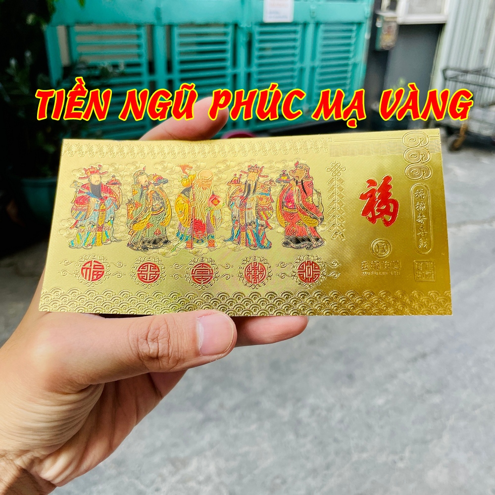 [GIÁ SỈ] Tờ Ngũ Phúc Lâm Môn Phong Thủy May Mắn Chiêu Tài Lộc-Chất Liệu Plastic Mạ Vàng