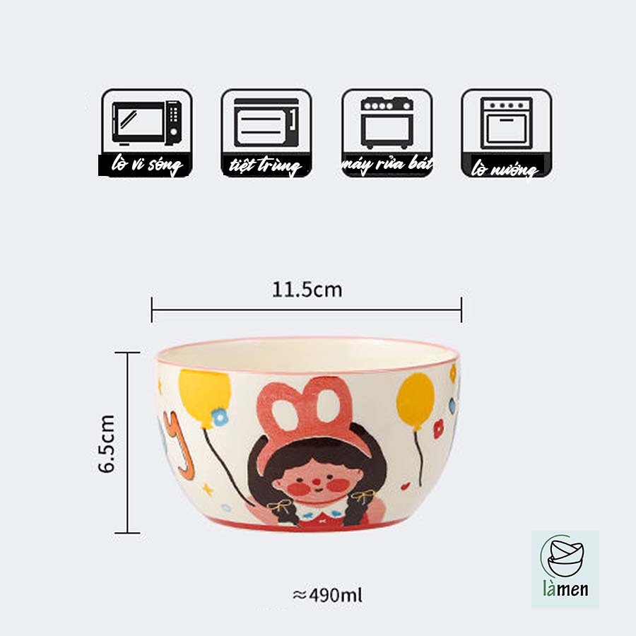 [BẢO HÀNH BỂ VỠ] Bát Sứ Cao Cấp Hình Thù Đáng Yêu, Bát Ăn Cơm SET007