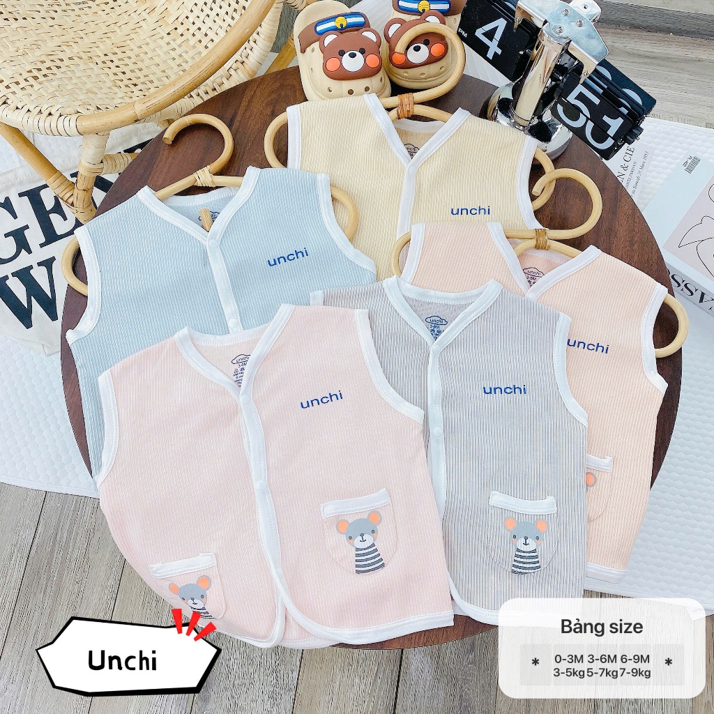 [UNCHI] Áo gile gân tăm mềm mại, co giãn 4 chiều cho bé trai bé gái từ 3-9kg - HD27 3SBABY