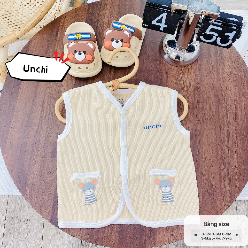 [UNCHI] Áo gile gân tăm mềm mại, co giãn 4 chiều cho bé trai bé gái từ 3-9kg - HD27 3SBABY