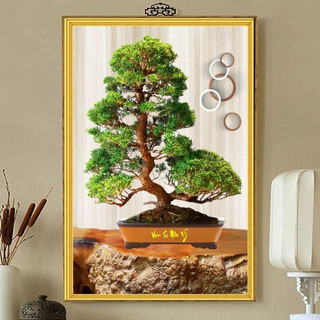 Tranh Treo Tường Chậu Bonsai Phong Thuỷ 01 - Tranh Laminate Tráng Gương (60x90cm)