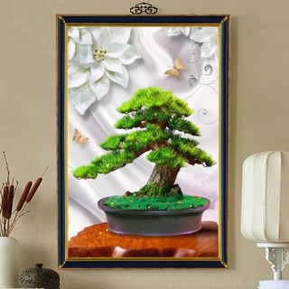 Tranh Treo Tường Chậu Bonsai Phong Thuỷ 01 - Tranh Laminate Tráng Gương (60x90cm)