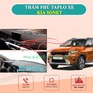 Thảm taplo xe Kia Sonet 2022, 2023, 2024, 2025 Da Carbon chống nóng, có chống chơn trượt