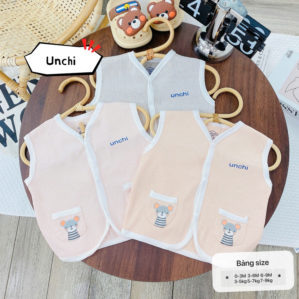 [UNCHI] Áo gile gân tăm mềm mại, co giãn 4 chiều cho bé trai bé gái từ 3-9kg - HD27 3SBABY