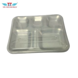 Khay đựng cơm phần inox 5 ngăn Tín Thành Phát kèm nắp nhựa, Dễ Vệ Sinh, tiên lợi, an toàn