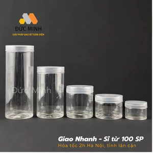 Hũ nhựa đựng thực phẩm, mỹ phẩm nắp nhựa trong 500ml 600ml 700ml 750ml 900ml 1000ml 1200ml 1500ml