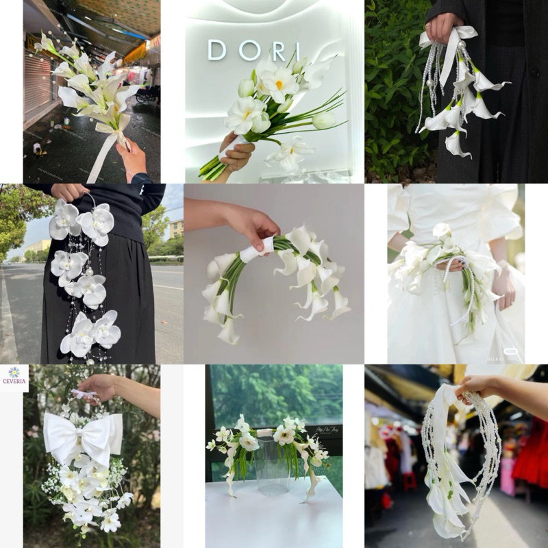 💐💐💐Hoa cầm tay cô dâu xinh chất liệu bằng lụa