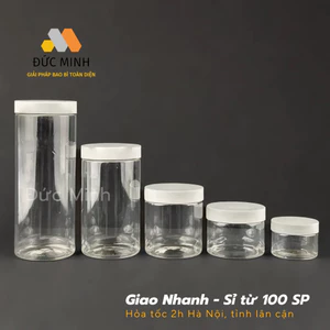 Hũ nhựa đựng thực phẩm, mỹ phẩm nắp nhựa trắng tất cả các dung tích 3ml - 1500ml