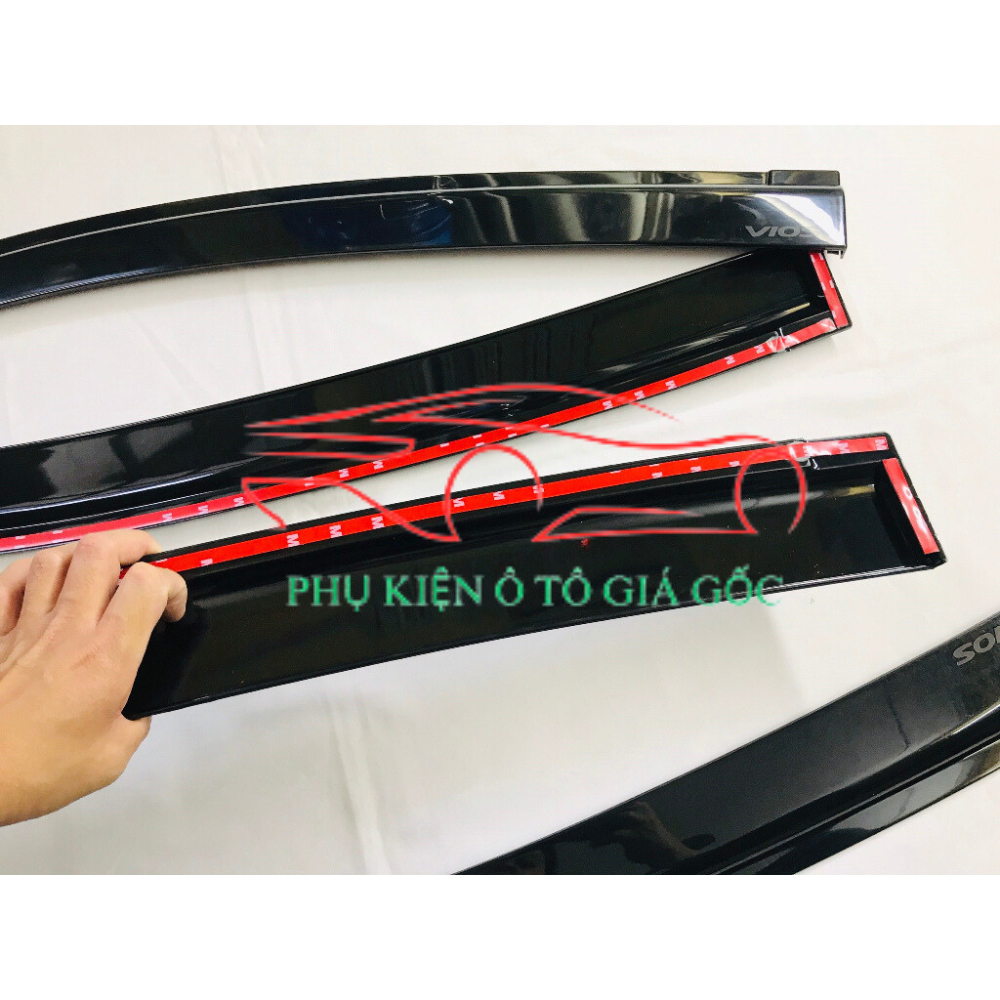 Vè che mưa xe Toyota Vios đời 2019 - 2022, 2023, 2024, 2025 Nhựa Đen Thái cao cấp, dày dặn, sáng bóng