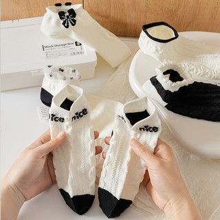 Combo 5 đôi tất nữ cổ lửng cotton thoáng khí ngăn mùi - Vớ nữ cổ vừa phối dày siêu xinh King Shop
