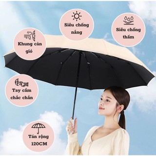 Ô Dù Gập Gọn Tự Động 24 Nan Đôi 105cm Cao Cấp | Ô Che Nắng Mưa Chống UV Chống Gió Chống Lật
