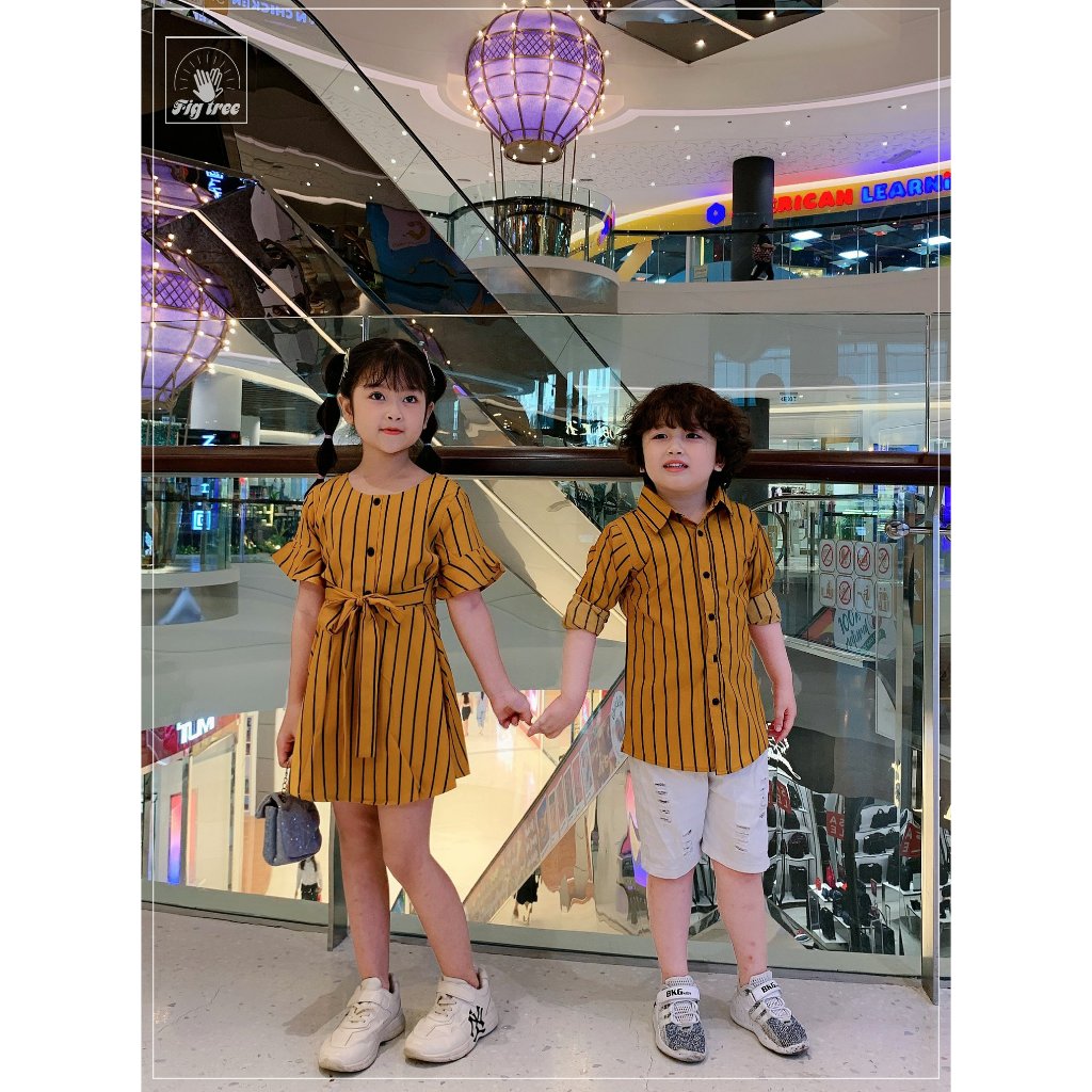 Combo đồng phục Gia đình Fig Tree sọc vàng siêu xinh ( MS :145C)