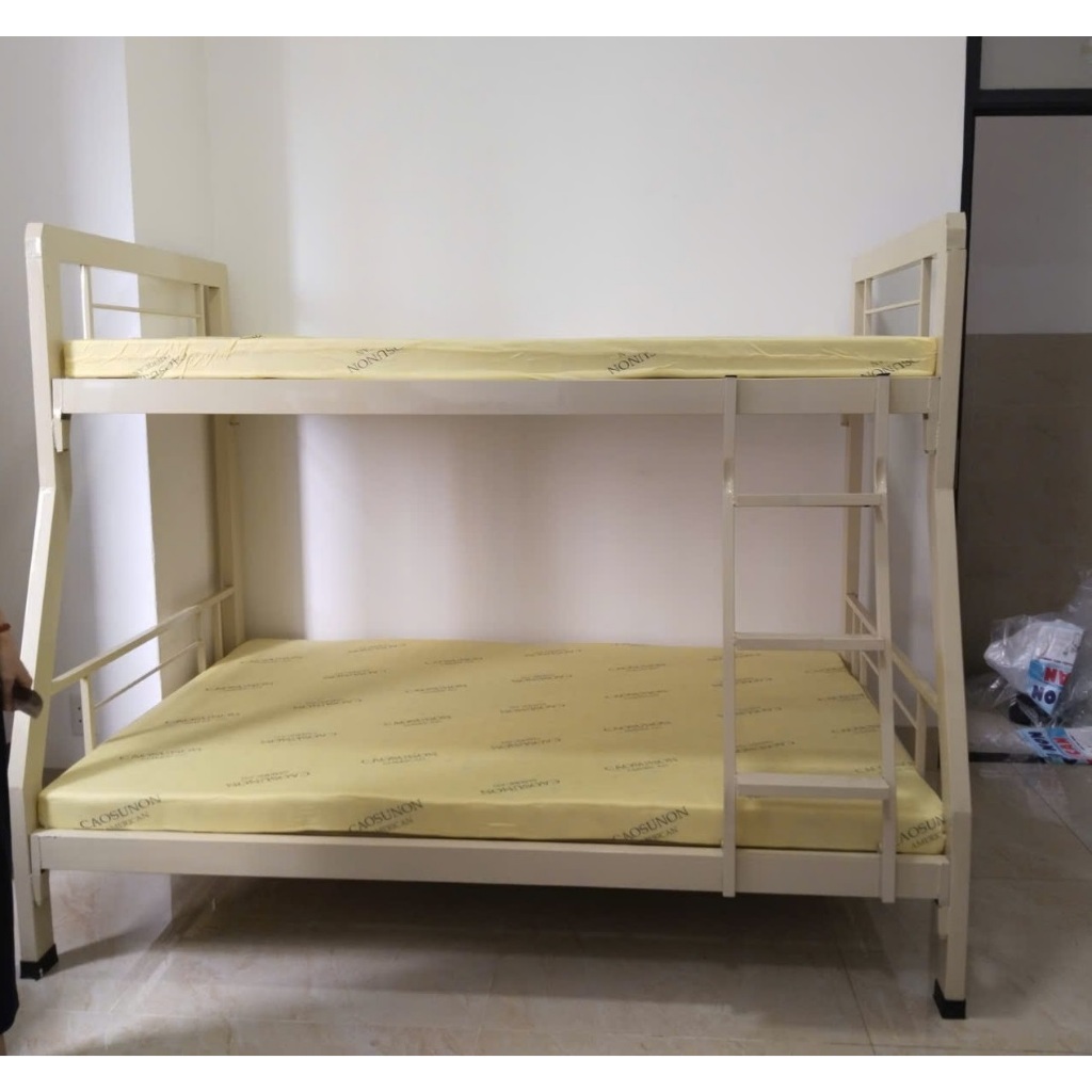 Giường 2 tầng sắt hộp vuông 4x8, sơn tĩnh điện chống ghỉ dày dặn và chắc chắc cho người lớn, trẻ em.