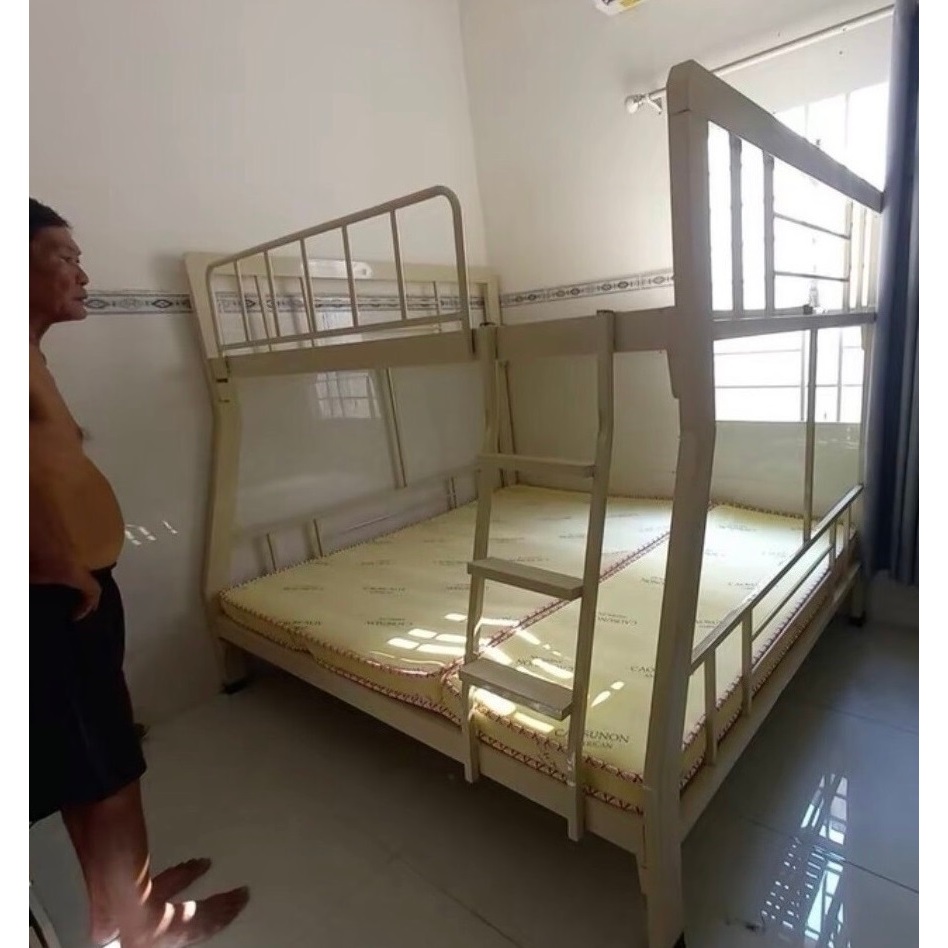 Giường 2 tầng sắt hộp vuông 4x8, sơn tĩnh điện chống ghỉ dày dặn và chắc chắc cho người lớn, trẻ em.