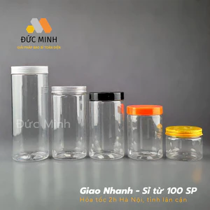 Hũ nhựa đựng thực phẩm, mỹ phẩm nắp nhôm, nắp nhựa tất cả các dung tích 500ml -1500ml