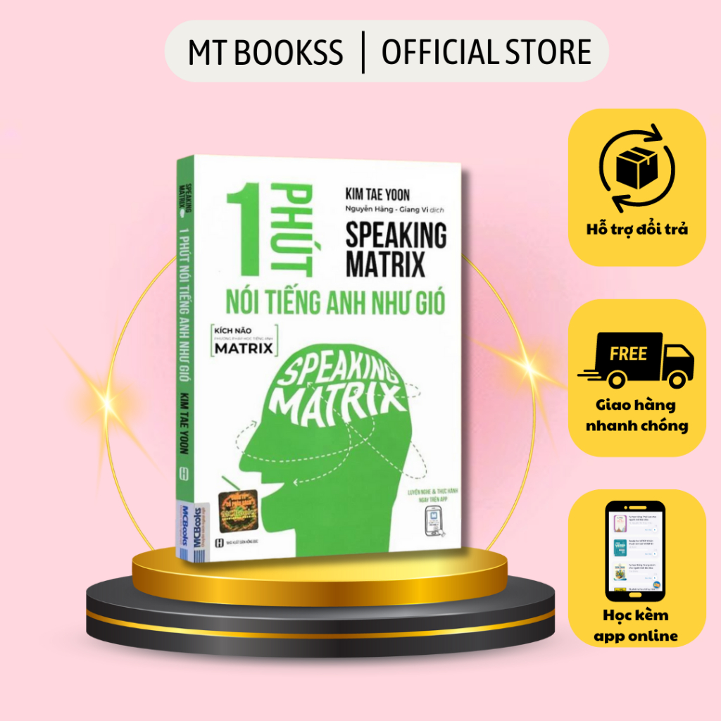 Sách - 1 Phút Nói Tiếng Anh Như Gió - Speaking Matrix - Học Qua App Online