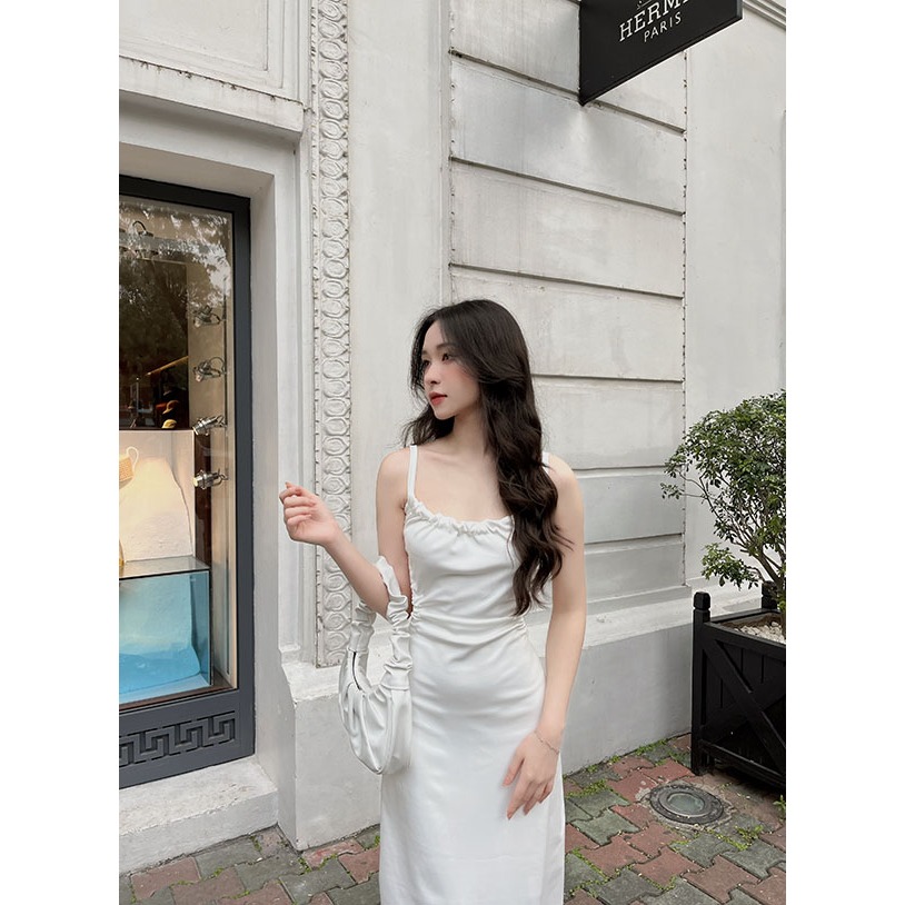 Váy LORALEI DRESS dáng dài 2 dây cổ nhún khoét eo hở lưng có mút ngực quyến rũ