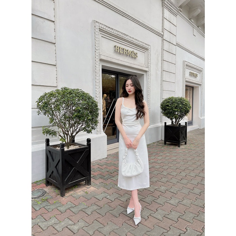 Váy LORALEI DRESS dáng dài 2 dây cổ nhún khoét eo hở lưng có mút ngực quyến rũ