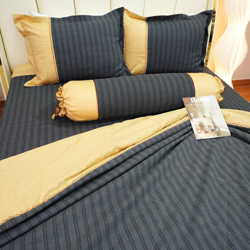 Bộ chăn ga gối drap giường cotton sợi bông Hàn Quốc Julia 262