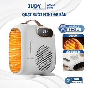 Quạt sưởi để bàn QCOOKO, máy sưởi mini để bàn công suất 2200W làm nóng nhanh, an toàn