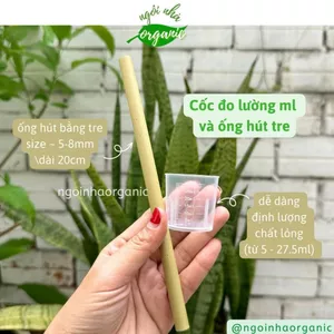 Cốc đong dung dịch ml và ống hút bằng tre