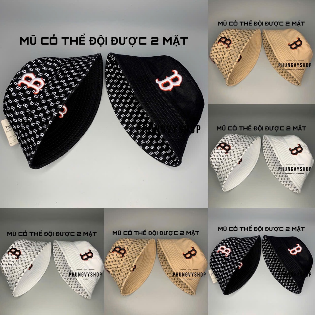 Bé 5-10 tuổi-Mũ bucket cực hot unisex - HAI MẶT CỤP CHỮ BÊ B - nón sụp tai bèo vành