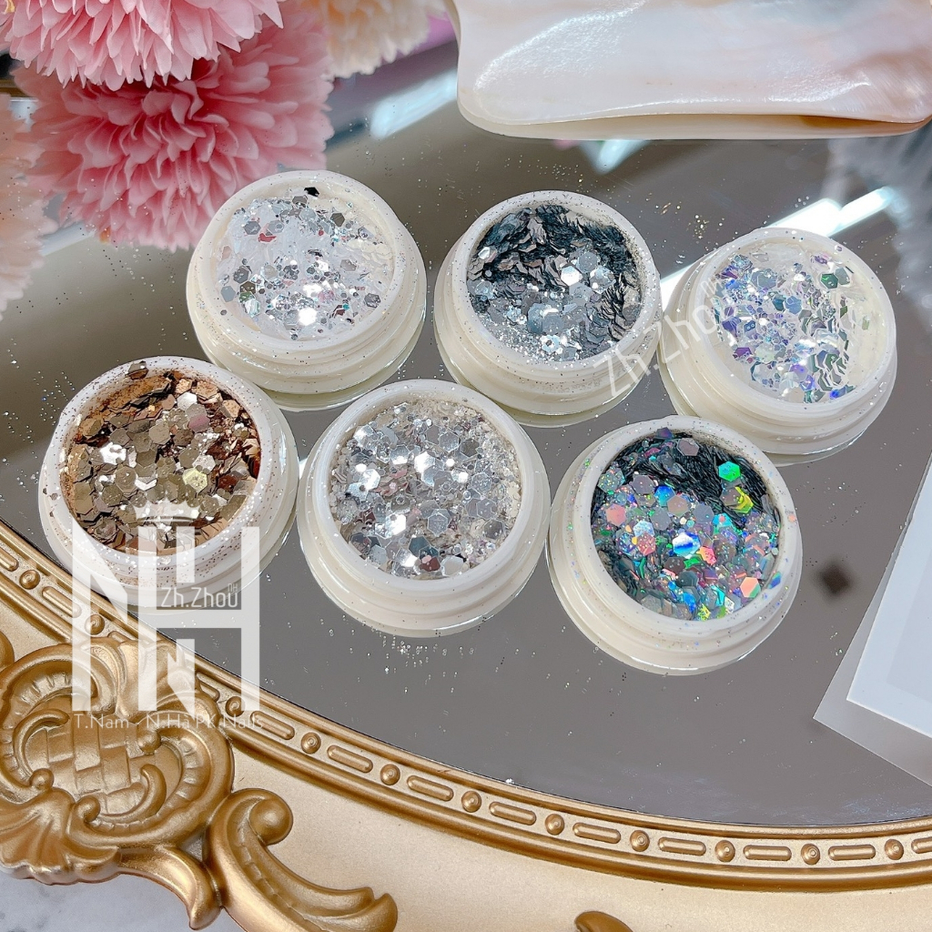 Set nhũ, giấy nhún trang trí móng, set nhũ cánh to, nhũ ẩn