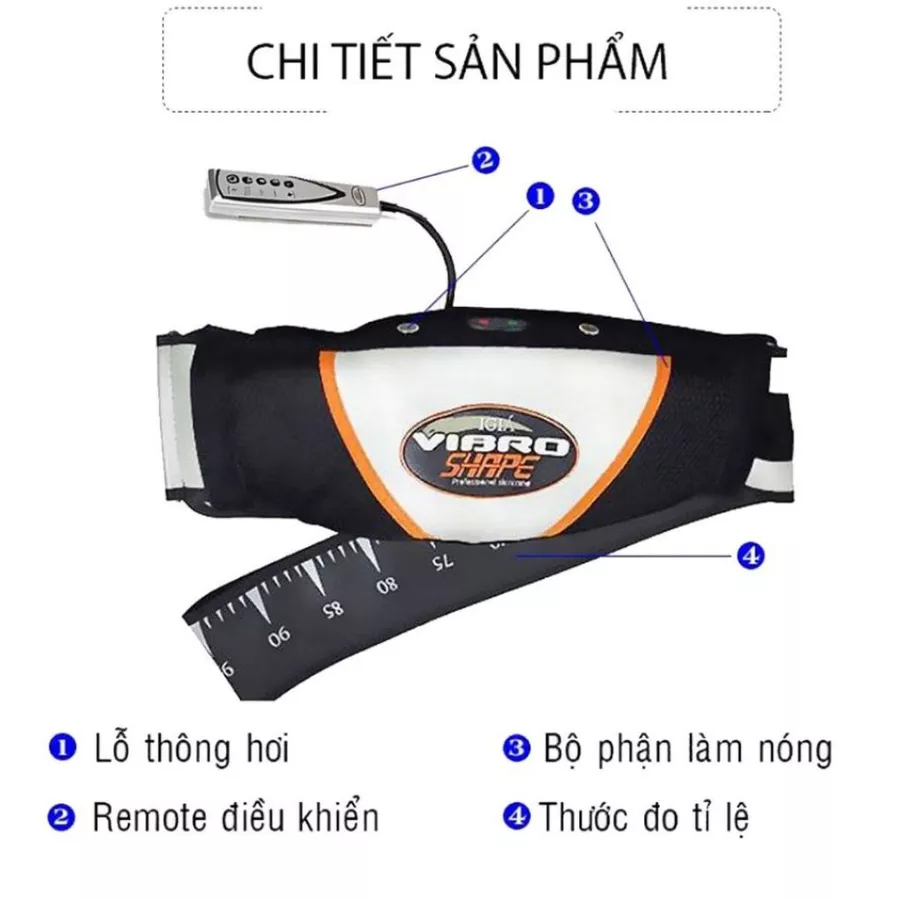 Máy Massage Giảm Mỡ Bụng Vibro, Đai Rung Nóng Mát Xa Giảm Béo Bụng Đốt Mở và Làm Thon Gọn
