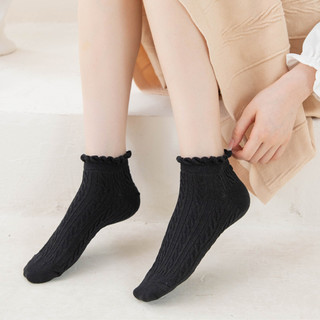 Tất nữ cotton co giãn 4 chiều thấm hút mồ hôi tốt, viền nhún hoạ tiết dệt gân cao cấp King Shop T.685