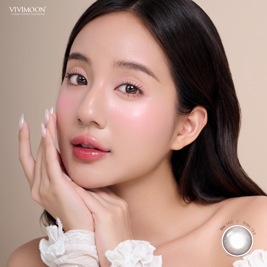 Ảnh Kính áp tròng VIVIMOON LENS 1 ngày màu nâu trà sữa tự nhiên Milk Tea Brown (Giá 01 chiếc) 3