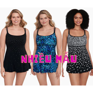 Size 16 (75-80kg)Váy bơi liền quần kín đáo che vụng dáng xòe nhẹ, hàng VNXK của LOUNGITUDE
