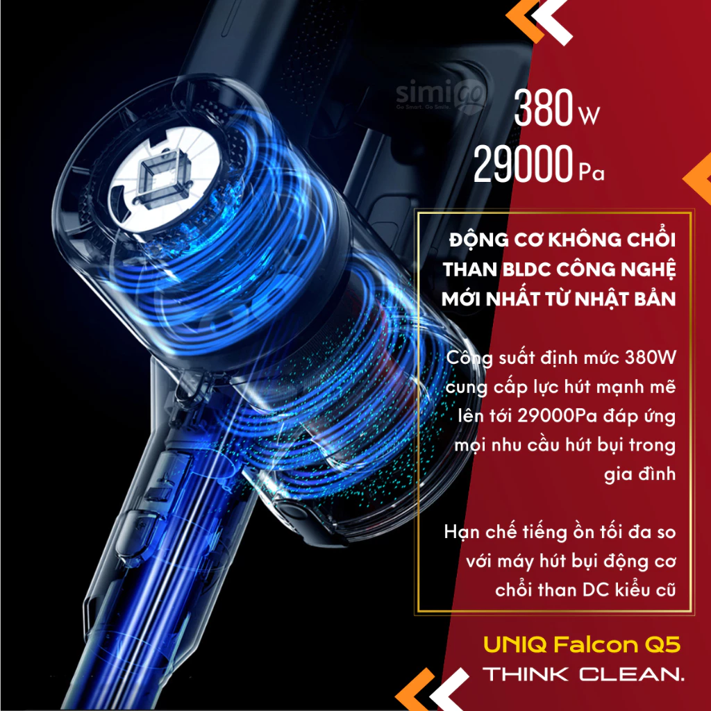 Máy hút bụi cầm tay không dây UNIQ Falcon Q5 cây hút bụi lau nhà mini gia đình đa năng ô tô ga giường sofa nệm