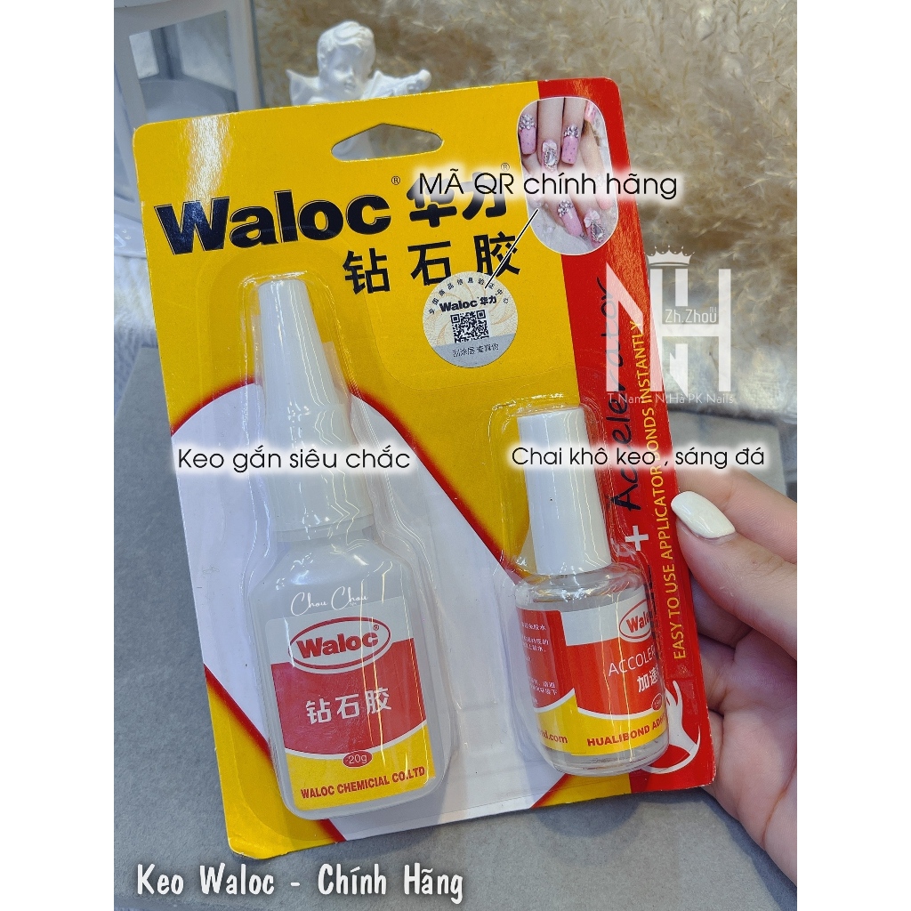 Keo waloc chính hãng, keo bê tông gắn đá, keo đính charm đá, phụ kiện nail chính hãng