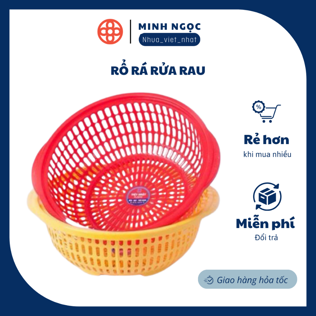 Rổ rá rửa rau, vo gạo, đựng hoa quả Việt Nhật (MS:3368) có tai cầm tiện ...