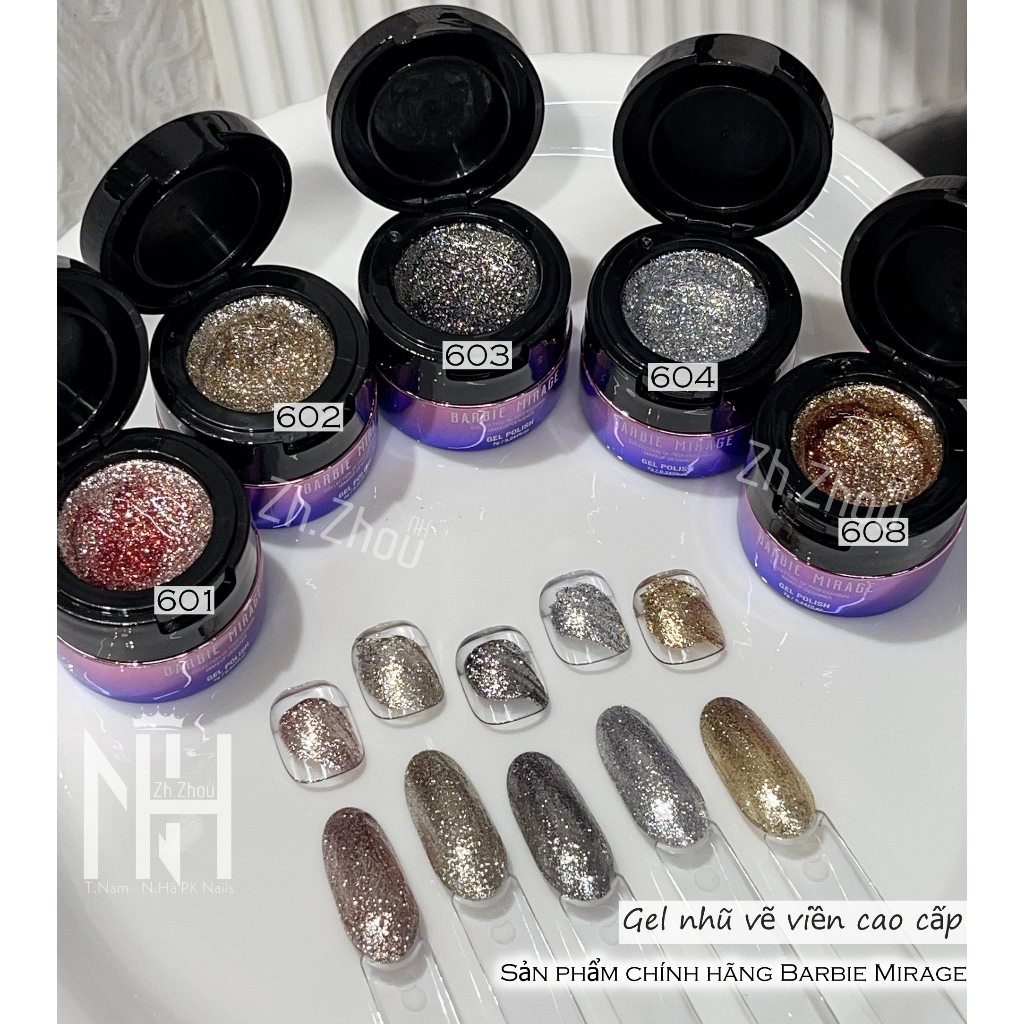 gel nhũ siêu sáng Barbie Marige, gel nhũ Barbie Marige vẽ viền, gel vẽ nổi Barbie Marige cao cấp