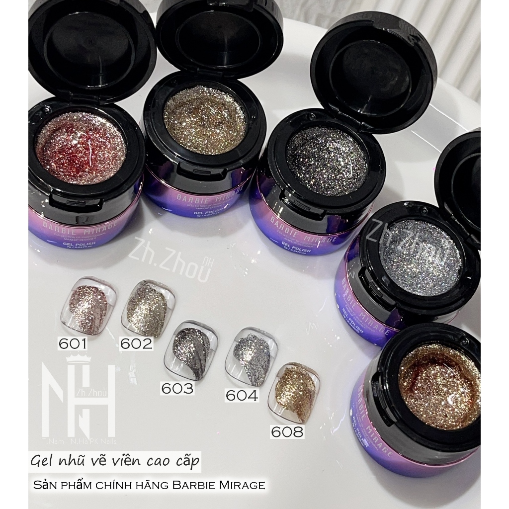 gel nhũ siêu sáng Barbie Marige, gel nhũ Barbie Marige vẽ viền, gel vẽ nổi Barbie Marige cao cấp