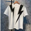 Áo thun 2 tia sét cổ tròn, áo hotren thời trang 2024 Menswear Cotton poly dày dặn co giãn ob1060